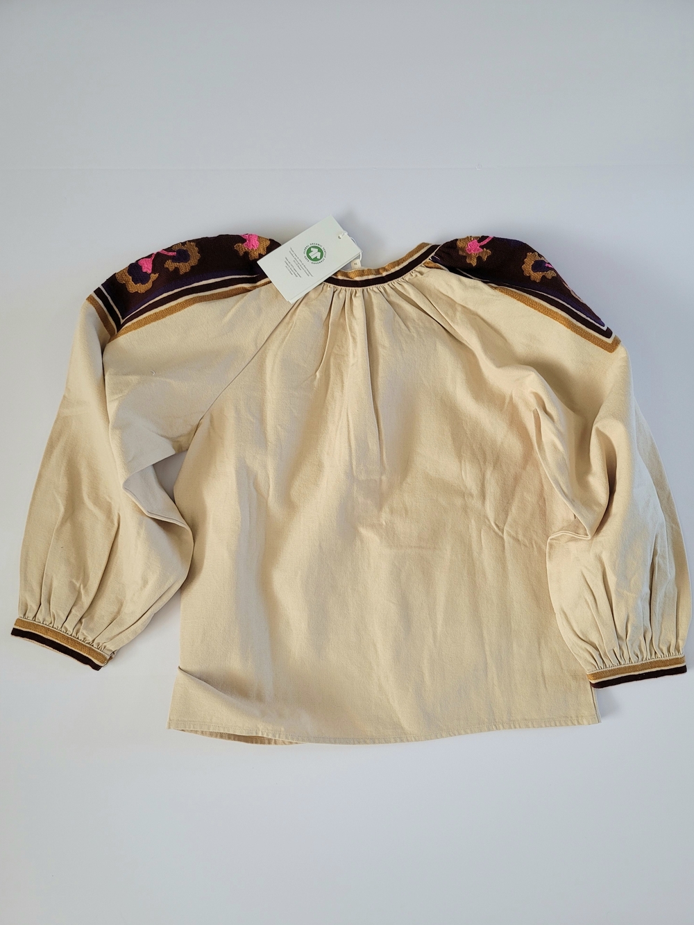 Sezane Saveria Cotton Embroidered Long Sleeve Peasant Blouse,  2/34, Cottagecore - Picture 6 of 13
